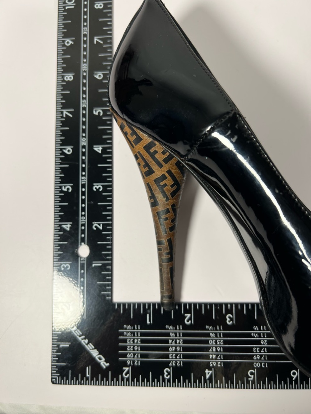 7035: Fendi Patent Leather Peep Toe Heels Zucca Logo Stiletto 39.5 - Picture 13 of 13